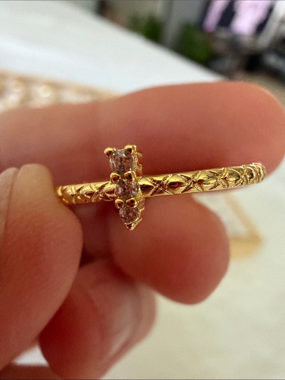 Delicate Gold Filled Diamond Accent Filigree Ring